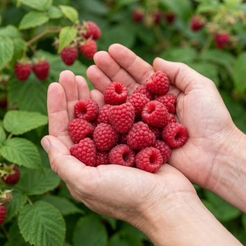 Framboisier Polka - 2 Plantes - Vivaces & Résistantes - Plantes de Hollande | Remontant, Pour Jardin et Pots, Fruits Frais de Hollande (pas de graines, pas artificiel)