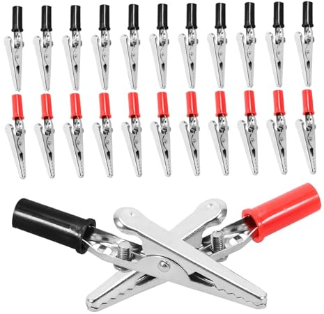 HOMSFOU 100pcs Alligator Clips Battery Charger Clamp Set with Stainless Steel and Rubber Coating for Added Safety and Versatile Use in Electrical Testing Projects