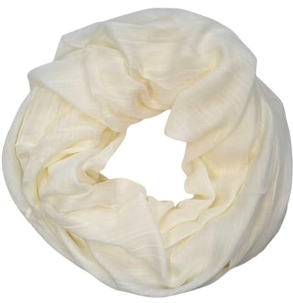 zarolo Damen Loop Schal Unifarben, leichter dünner Schlauchschal, Damen Halstuch Unifarben, Rundschal Creme aus leiche Viskose