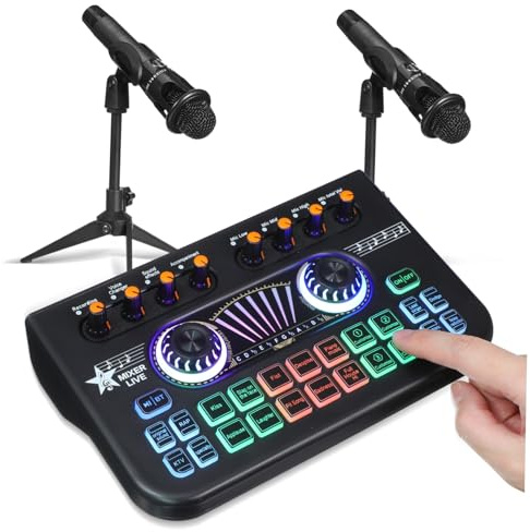 HAWILLOSCH Ensemble D'Équipements Pour Podcasts Table De Mixage Pour Chant Kit Dj Équipement Dj Table De Mixage Pour Jeux Microphone Kit De Studio D'Enregistrement