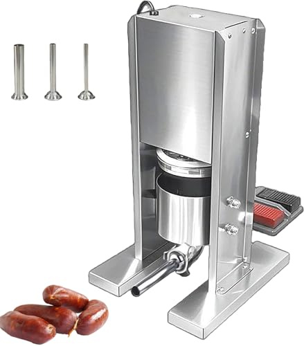 Insaccatrice elettrica per salsicce, in acciaio inox da 3 litri con 3 ugelli, doppio pedale di controllo, corpo rimovibile, insaccatrice professionale per uso domestico