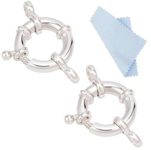 Beebeecraft 1 caja con 2 cierres de Resorte para Joyería de 13.5mm 925 unidades de Plata de Ley Redondos con Anillo Cerrado Conector de Cierre de Resorte para Pulseras Collares Y Extensiones