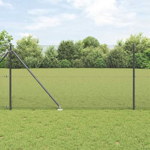 Valla para animales pequeños, accesorios de jardín, valla con postes, gris, 1,4 x 10 m, acero, valla de estacas para patio, terraza, parterres