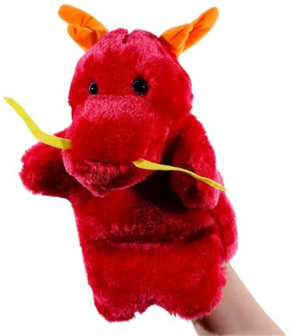 Drache Spielzeug Handpuppen Handpuppen für Spielzeug Handpuppen Toys for Handpuppen Comic Handpuppe Plüsch (rot)