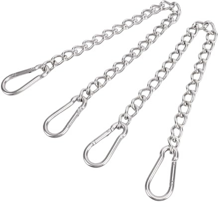 YWBL-WH Cadena para Silla Colgante, Cadena para Columpio de Acero Inoxidable con Capacidad de Carga de 660 Libras, para Silla Hamaca de 25,39 Pulgadas con 2 Ganchos de Resorte para Columpios de