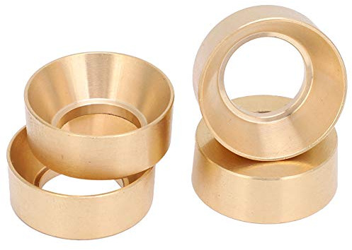 HUSHUI Contrepoids de Roue en Laiton, 4 Pièces, pour une stabilité et des Performances Améliorées dans la Voiture Axiale SCX24 90081 RC, doré Durable, 21x21x8mm