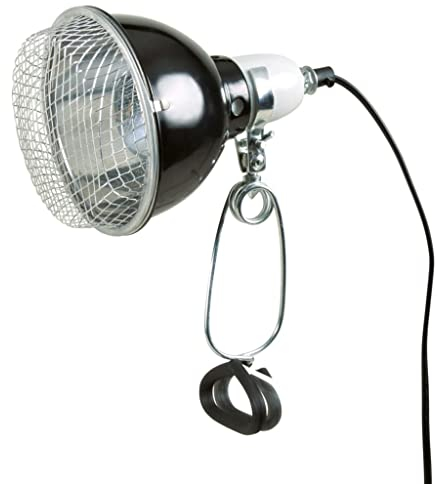 TRIXIE UV-B-Strahlung verstärkende Klemmlampe für Terrarien mit Schutzgitter, 76070, 75 Watt, mit Schalter, E27 Fassung