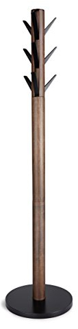 Umbra Flapper Garderobenständer – Kleiderständer mit 9 herunterklappbaren Haken für Flur und Büro, Holz, Schwarz/Walnuss