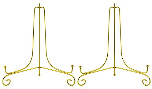 Tincogo 10 tum silver järn dekorativ staffli för foton, tallrikar, ramar, kokböcker, dekorativa tallrikar, surfplattor och konst, guld 2 stycken