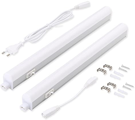 da LIGHT Led Unterbauleuchte Küche 5W 31,5cm 450lm 4000k Neutralweiß Unterbau Lichtleiste Küchenlampe Schrankbeleuchtung Superhell Weiß für Küche Schrank Erweiterbar durch Stecksystem (2 Stück)