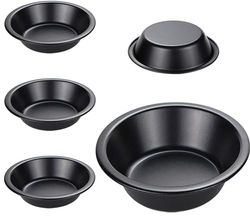 Gurlideo Juego de 5 mini moldes para tartas de 4 pulgadas, mini moldes para tartas para hornear redondos, para hornear postres, color negro