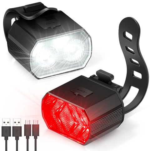 Blendura Lumiere Velo Avant et Arriere, Lampe Velo LED Rechargeable par USB IPX6, 6 Modes D'éclairage, Lumière Velo Convient aux vélos de Montagne et aux bicyclettes
