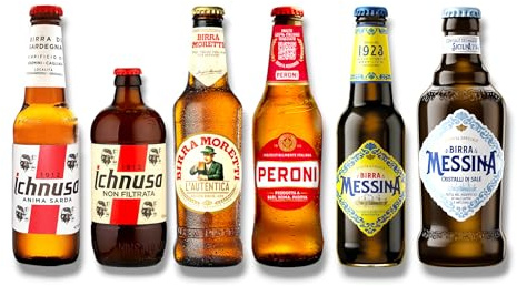 Italien Mixpaket - Kleine Bier-Reise durch Italien mit Ichnusa, Birra Moretti, Peroni & Messina - Ideales Geschenkset (6 Flaschen)