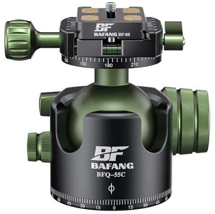 BF BAFANG Testa a sfera per treppiede, 55 mm, con scanalatura a U, supporto girevole a 360 gradi, per fotocamera DSLR, monopiede, videocamera, carico massimo 35 kg
