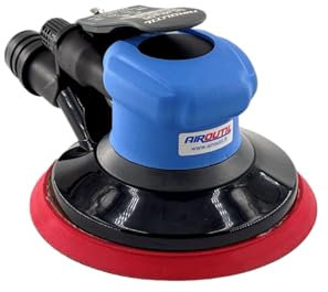 AIROUTIL - Ponceuse Orbitale Aspirante Pneumatique 150 mm - 5mm - Plateau Auto-Agrippant avec 52 Trous - Carrosserie, Menuiserie, Industrie - Outil Léger et Silencieux