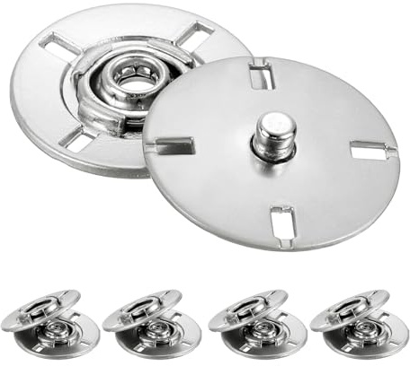 QUARKZMAN 5 Stück Druckknöpfe, Druckknöpfe zum Annähen Druckknopf Druckknöpfe ohne nähen Metall unsichtbarer verschluss schnalle Befestiger Knopf für Kleidung Leder Nähen (Silber, 21 mm)