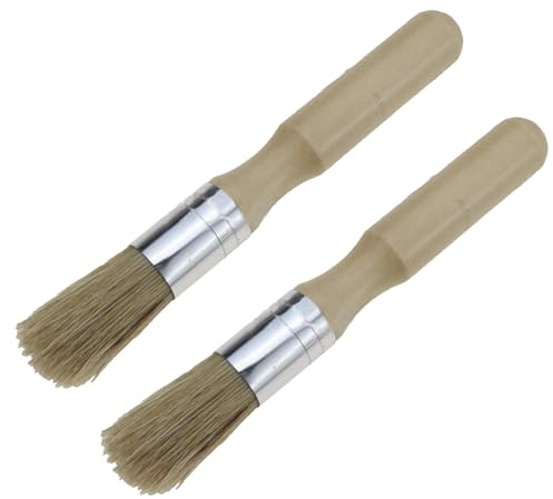Hinapan Lot de 2 pinceaux à colle ronds professionnels pour la cire à coller, en bois, poils naturels, pour livres, meubles, petits projets de bricolage