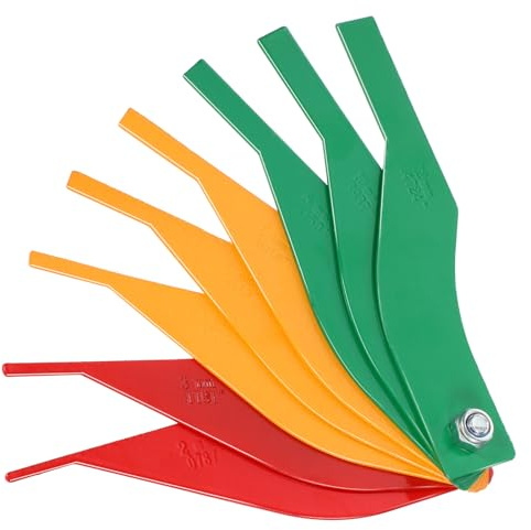 Brake Pad Thickness Gauge, Brake Pad Measuring Tool Brakes Lining Thickness Gauge 8 Piece Steel Automotive Brakes Pads Gauges for Motorcycle Car Truck for Measure Disc and Drum Braking Pads