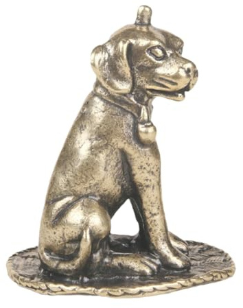 DECHOUS Kleiner Hundestatue aus Messing Vintage Stil Goldfarbene Kleine Messingskulptur als Dekorative Tierdekoration für Schreibtisch Rostbeständig und Multifunktional Detailreich