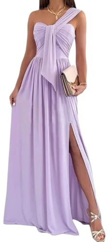 Oanviso Robe De Soiree Femme Chic Et Glamour Longue Elegant Ceremonie Mariage Maxi Robe Cocktail fête Droite Fluide Une Seule Manche Épaules Dénudées