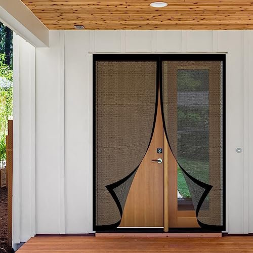Magnet Anti-Mückengitter Vorhang 285x300cm Einfach zu Installieren, Schirmnetze für Terrasse, Balkon, Schiebetüren, Schwarz