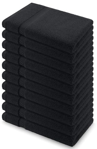 Homaxy Handtücher Set 10er-Pack, Schwarz | 10 Gästetücher 30x50 cm| 100% Baumwolle, 500g/m², OEKO-TEX Zertifiziert, Weich&Saugstark, Pflegeleicht, Vielseitig Einsetzbar