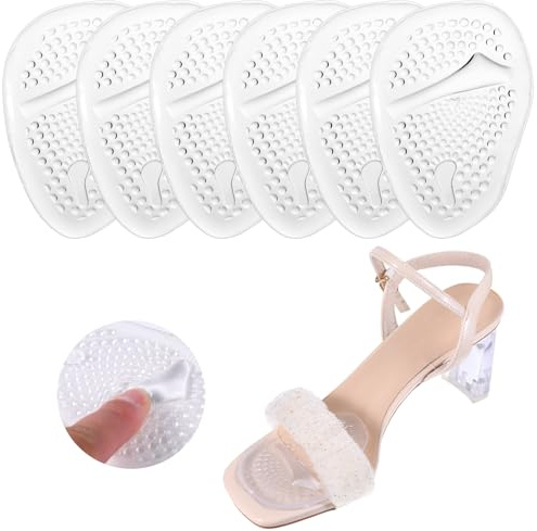 Cojines de bola de pie, almohadillas metatarsianas para mujer, almohadillas cómodas de tacón alto, antideslizantes, para zapatos demasiado grandes, zapatos sueltos, ampollas (3 pares, transparente)