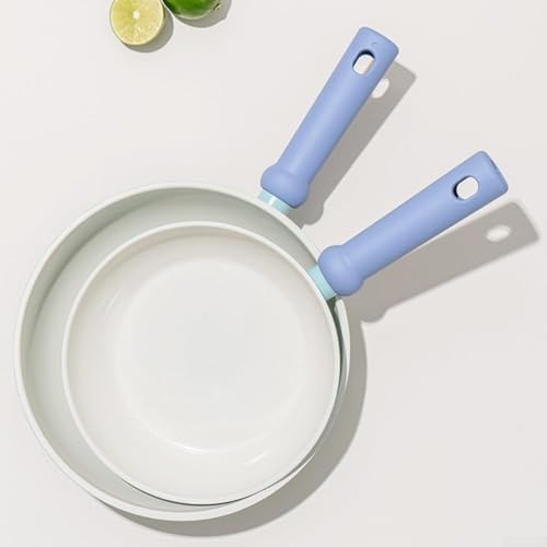 For Home Kitchen Frying Pan with Coating and Wrought Iron Construction Suitable for Stir Frying and Frying Tasks Featuring Flat Bottom for Enhanced Cooking Experience (B+cover)