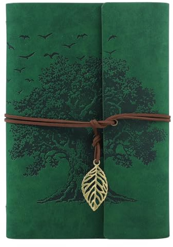 A5 Notizbuch, Vintage PU Leder Tagebuch mit 160 Seiten Nachfüllbar, Grün | Blanko 100 Gsm Papier, Ringbuch, Mit Reißverschlusstasche, Ideal Für Schreiben, Skizzen Und Reisen
