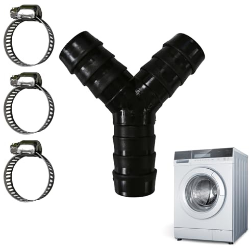 2-Wege Y-Verteilerstück 11152, 3/4 (19 mm), für Ablaufschläuche, inkl. Schlauchschellen - Praktisches Zubehör für Waschmaschine und Spülmaschine