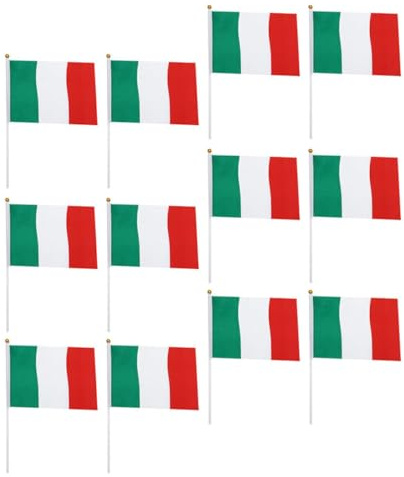 HINTRMENT Juego De 100 Banderas Italianas de Mano 14x21 Cm Poliéster Ligero Resistente para Fiestas Deportivas y Decoración Exterior