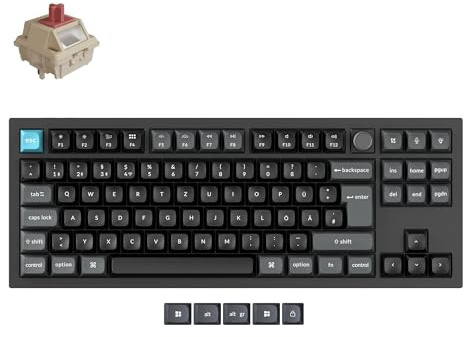 Keychron Q3 Ultra 8K Kabellose Mechanische Tastatur – 80% DE-ISO Vollformat, 8K Hz Abfragerate, ZMK Firmware, 660h Akku, Aluminiumgehäuse, Hot-Swap, RGB, für Mac/Windows (Roter Schalter)