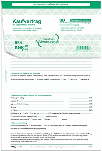 RNK Verlag Universal-Kaufvertrag - SD, 1 x 2 Blatt, DIN A4,