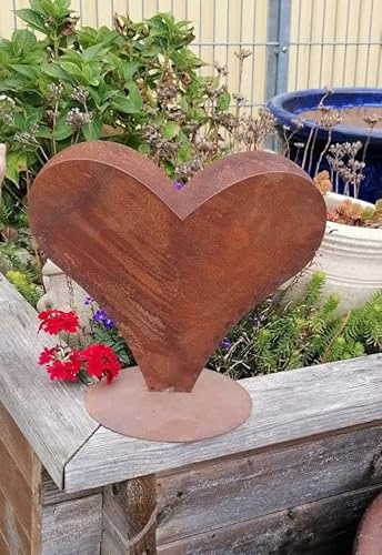 Herz 26 x 24 cm aus Metall, bepflanzbar in Edelrost Optik, Deko für Garten und Wohnung Valentinstag
