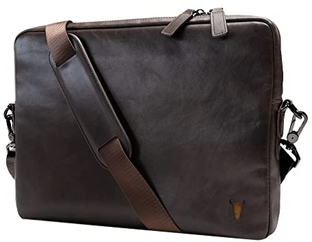 TORRO Laptoptasche - Umhängetasche aus echtem Leder, kompatibel mit 13-Zoll-/14-Zoll-Laptops oder MacBooks