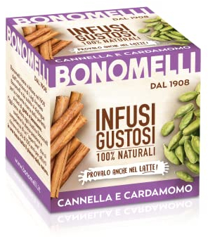 Bonomelli Infusi Gustosi, Cannella e Cardamomo, Confezione da 10 Filtri, Aroma Dolce e Fresco, Senza Caffeina, da Gustare a Caldo o a Freddo, Ingredienti 100% Naturali (20g)