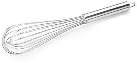 Thermohauser Egg Beater Baking Whisk Stainless Steel 45 cm Length with Metal Handle and Hanger with 16 Loops