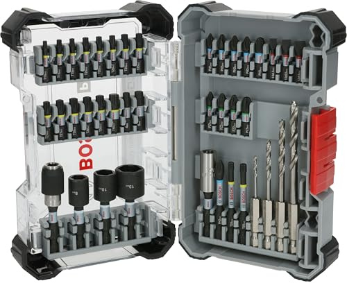 Bosch 40x PRO Impact Schrauberbits und Holzbohrer Mixed Set, 40-tlg. (für Weichholz, Hartholz, 200 x 107 mm, Professional Zubehör Schraubendreher, Schraubendreher)