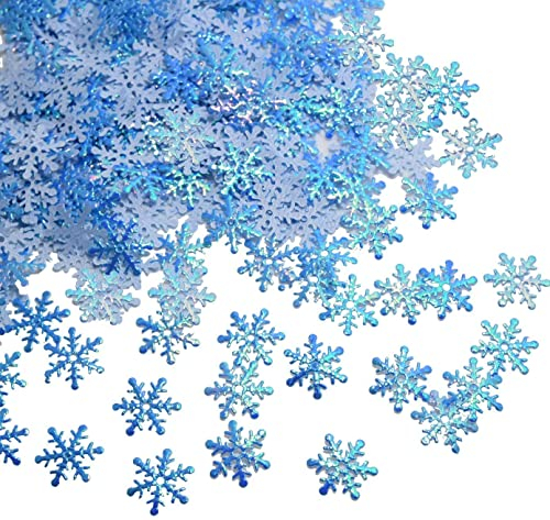 Youery 600Pcs Snowflakes Confetti, Fiocco di Neve Artificiale Bianco e Blu Fiocco di Carta per Christmas Wonderland Winter Frozen Party Matrimonio Compleanno Festa Decorazioni per Feste Forniture