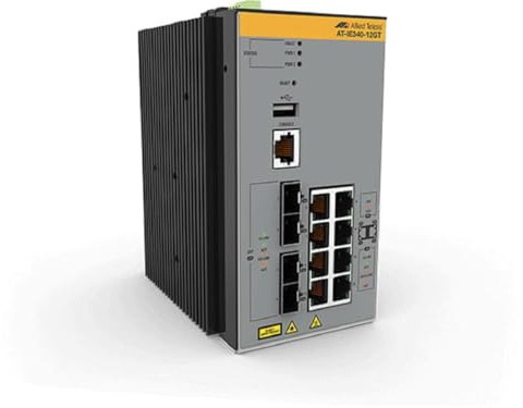 Allied Telesis AT-IE340-12GT-80 | 8 x 10/100/1000T, 4x 100/1000X SFP, -40°C to 75°C, DIN Rail, DC external PSU Not Included