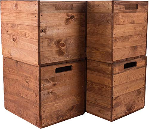 Truhenking 4x Schöne Korbkiste aus Holz, passend für Kallax, zum Verstauen von Schulsachen/Spielzeug, neu, 37,5x32x32,5cm