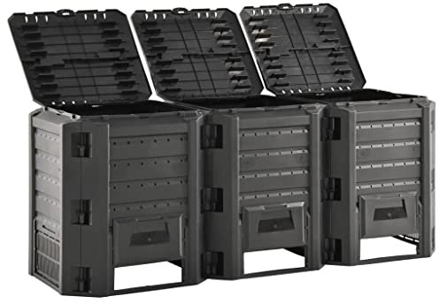 vidaXL Compostiera da Giardino Nera 1200 L