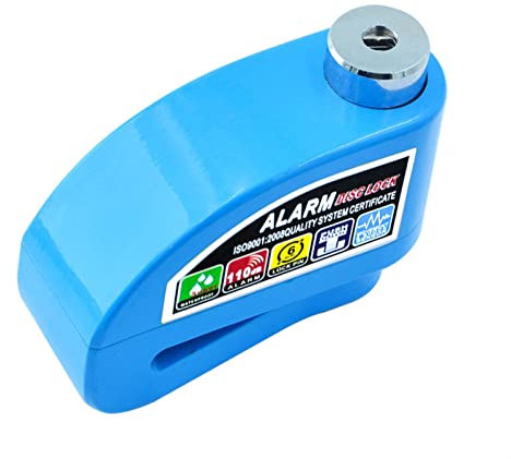 RLOOSIR Bloque Disque Moto Alarme 130db Antivol Moto, Cadenas Anti Vole pour Moto Trottinette Scooter (Color : Blue)
