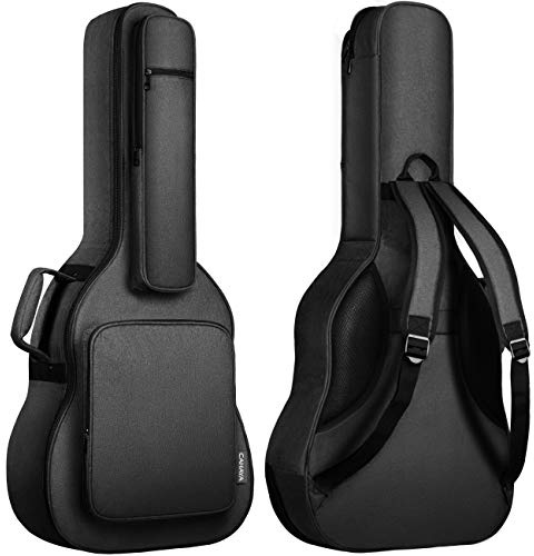 CAHAYA Guitar Case 18MM Padding Guitar Gig Bag Deluxe Blended Fabric Exterior with Plush Micro-Polar Fleece Lining, for 40 41 42 Inches Acoustic Classical Guitar, Black, CY0244