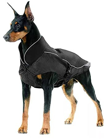 Wasserdicht Hundemantel Winter Warme Jacke, Hund Winddicht Wasserdicht Mantel mit Fleecefutter Dicker Abschnitt Einstellbare Winter Warme Hundejacke Geeignet für Große Hunde - XL Schwarz