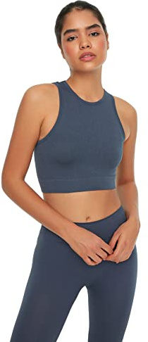 Trendyol Donna Reggiseno Sportivo Maglia con Collo Alto, Blu Navy, Medium/Large