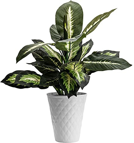 botle Pot de fleurs rond D 14 cm H 17,5 cm Blanc glaqué Surface matelassée Orchidée Vase céramique moderne glamour
