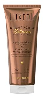 LUXÉOL - Shampooing Solaire - Soin Cheveux Nourrissant Plage, Piscine - Elimine Sel Sable Chlore Produits Solaires - Sans Silicone - 97% D'Ingrédients D'Origine Naturelle - Fabriqué En France - 200ml