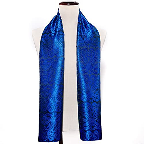 Herrenschal, Blauer Jacquard-Seidenschal, Herbst-Winter, lässiger Business-Anzug, Hemdschal, 160 x 50 cm (Farbe: Blau, Größe: Einheitsgröße)
