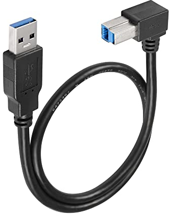 SinLoon USB 3.0-Druckerkabel, 90 Grad, USB 3.0 Typ A Stecker auf Typ B Stecker, Hochgeschwindigkeits-Druckerkabel für Festplatte, Drucker, Scanner, USB-Hub, Monitor und mehr (Left)